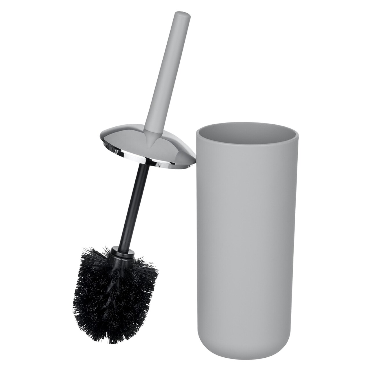 Perie pentru toaleta cu suport, Wenko, Brasil Grey, 10 x 37 cm, plastic, gri - imagine 3